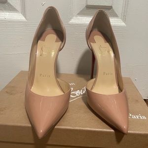 Christian Louboutin Paris Iriza 100MM Nude Heels (Red Bottoms)